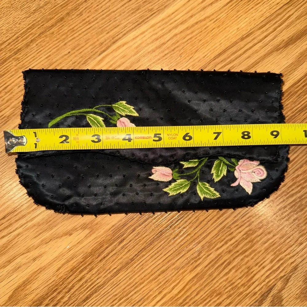 Vintage Schildkraut‎ Satin Envelope Clutch Beaded Embroidered Made in Hong Kong